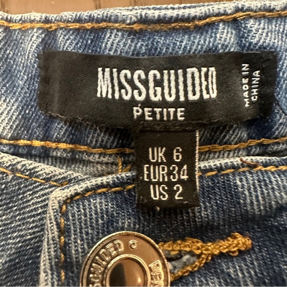 Missguided Womens Jeans 2 Petite Blue Mom Tapered High Waist Ripped Denim Pants - Picture 4 of 4